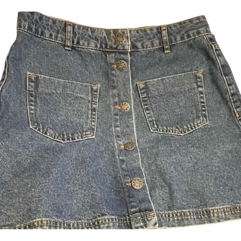 LaRedoute Full Button Front Jean Denim Short Skirt Y2K Size 8